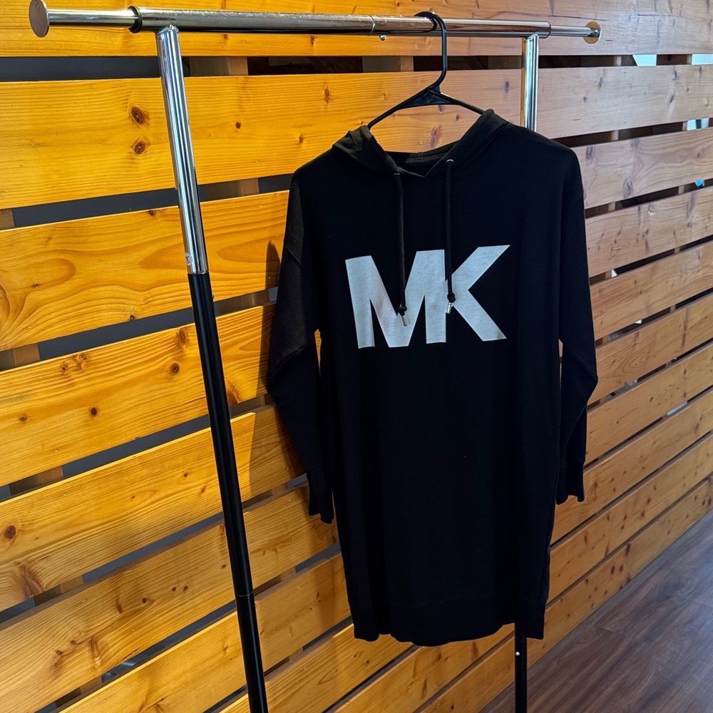 Black Hoodie Dress with Silver MK Logo